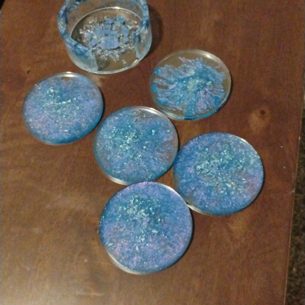 Blue Resin Coaster Set